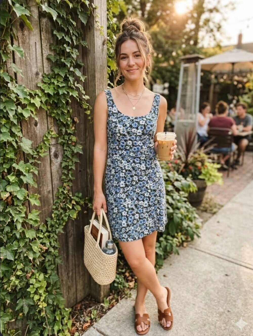 American Eagle Women's Size XS Blue Floral Print Sleeveless Cut-Out Summer Dress